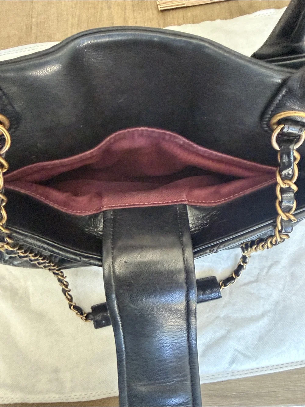 CHANEL Black Quilted Leather bag/tote with Gold CC Hardware